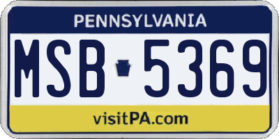 PA license plate MSB5369