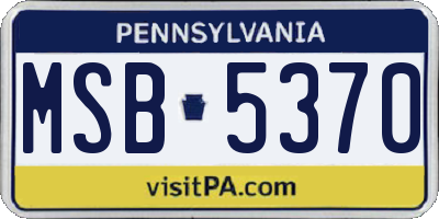 PA license plate MSB5370