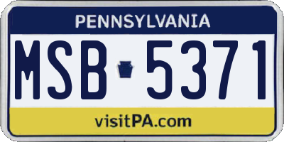 PA license plate MSB5371