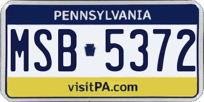PA license plate MSB5372
