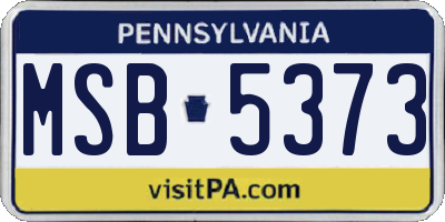 PA license plate MSB5373
