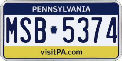PA license plate MSB5374