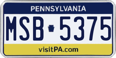 PA license plate MSB5375
