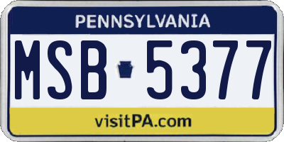 PA license plate MSB5377