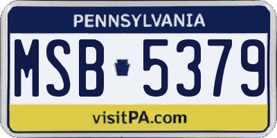 PA license plate MSB5379