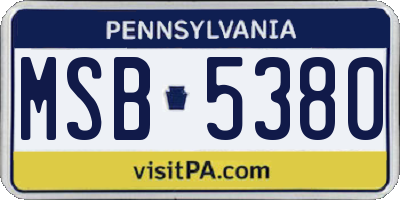 PA license plate MSB5380
