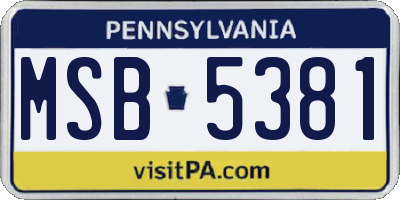 PA license plate MSB5381