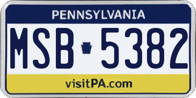 PA license plate MSB5382