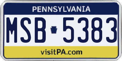 PA license plate MSB5383