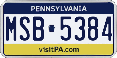 PA license plate MSB5384