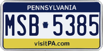 PA license plate MSB5385