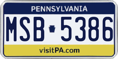 PA license plate MSB5386