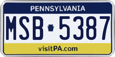 PA license plate MSB5387