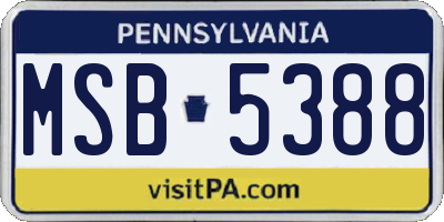 PA license plate MSB5388