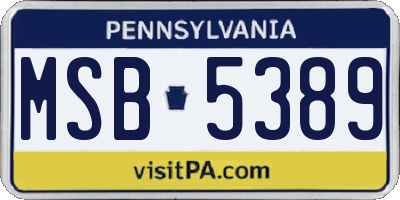 PA license plate MSB5389
