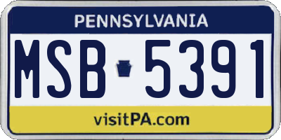 PA license plate MSB5391