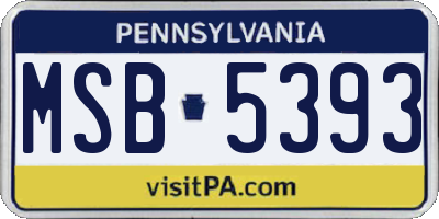 PA license plate MSB5393