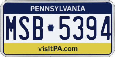 PA license plate MSB5394
