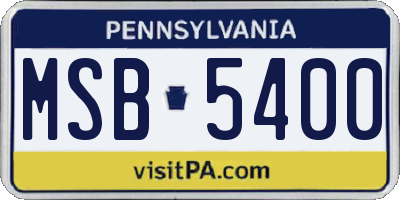 PA license plate MSB5400