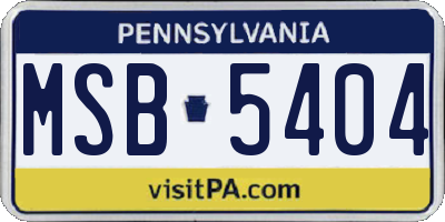 PA license plate MSB5404