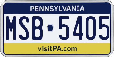 PA license plate MSB5405