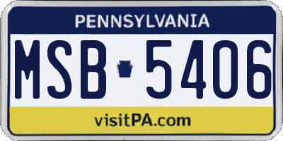 PA license plate MSB5406