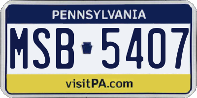 PA license plate MSB5407