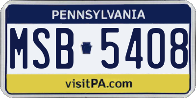 PA license plate MSB5408