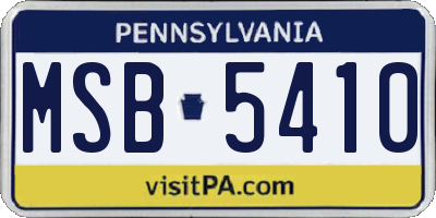 PA license plate MSB5410