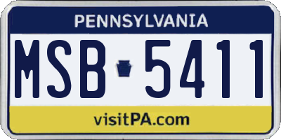 PA license plate MSB5411