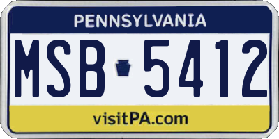 PA license plate MSB5412
