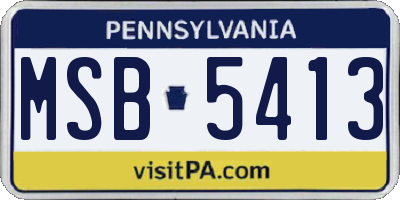 PA license plate MSB5413