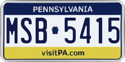 PA license plate MSB5415