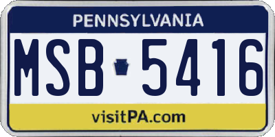 PA license plate MSB5416