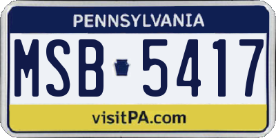 PA license plate MSB5417