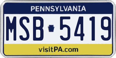 PA license plate MSB5419