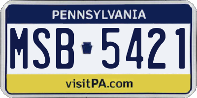 PA license plate MSB5421