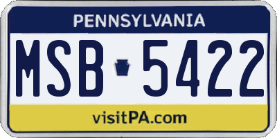 PA license plate MSB5422