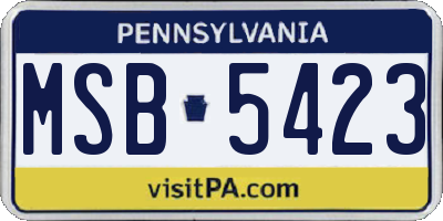 PA license plate MSB5423