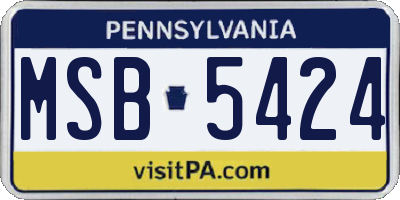 PA license plate MSB5424