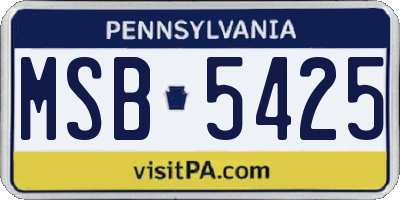 PA license plate MSB5425