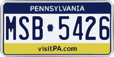 PA license plate MSB5426