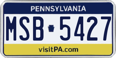 PA license plate MSB5427