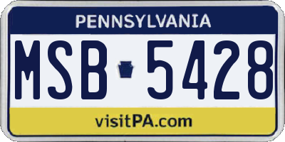 PA license plate MSB5428