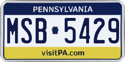 PA license plate MSB5429