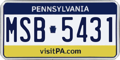 PA license plate MSB5431