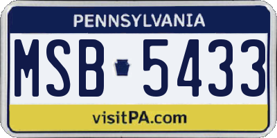 PA license plate MSB5433