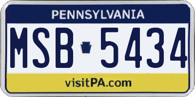 PA license plate MSB5434