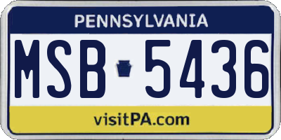 PA license plate MSB5436