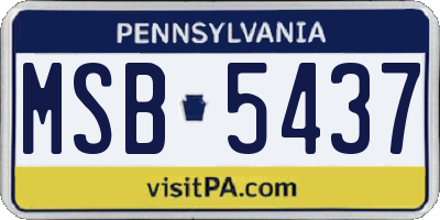 PA license plate MSB5437
